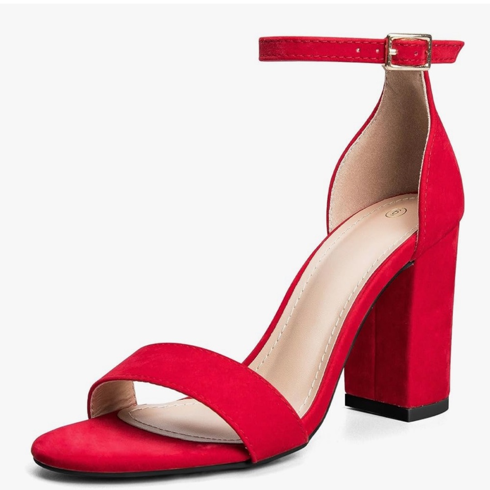 Coasis Chunky Block Red Heel 3.5 inch Size: 7.5